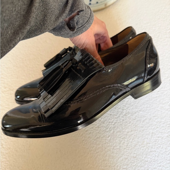 Vintage Lanvin Women’s Black Patent Leather Brogues / Loafers size 37 / 7 NWOT - Picture 5 of 7